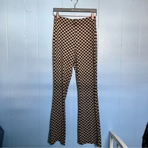 UO Brown Checkered Flare Pants